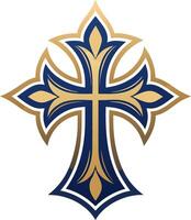 Elegant Decorative Cross Design with Ornate Patterns for Tattoo and Coloring Book Inspiration vector