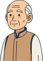 Elderly Man Cartoon Character with Traditional Attire for Illustrations and Design Projects vector