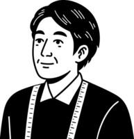 Portrait of a Confident Young Man in Tailoring Attire with Measuring Tape for Design Projects vector