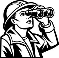 Explorer Woman with Binoculars for Adventure and Discovery Themes vector