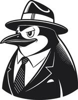 Stylish Penguin Character in Suit with Hat Ideal for Logo Design and Creative Projects vector
