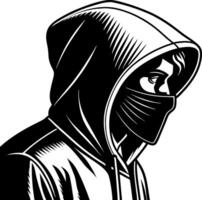 Mysterious Youth in Hooded Jacket and Face Mask Art for Modern Designs vector