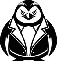 Angry Penguin in Formal Suit Graphic Design for Tattoo Art and Merchandise vector
