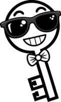 Cool Cartoon Key Character Wearing Sunglasses and Bowtie Ideal for Fun Designs and Illustrations vector