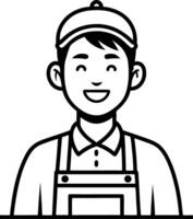 Friendly Male Server Smiling in Uniform Illustration for Restaurant Branding vector