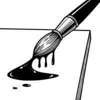 Paint Brush Dripping Ink on Canvas Artistic Illustration for Creative Projects and Design vector