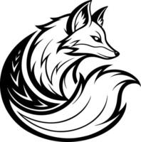 Stylized Fox Illustration with Flowing Tail Perfect for Tattoo Design and Coloring Books vector