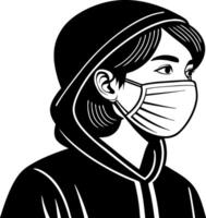 Stylized Portrait of a Person Wearing a Mask in a Hoodie Ideal for Modern Graphic Design Projects vector