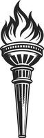 Vintage Torch Symbolizing Freedom and Enlightenment with Flames for Tattoo or Coloring Design vector