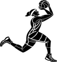 Dynamic Female Basketball Player in Action Throwing the Ball for Sports and Fitness Designs vector