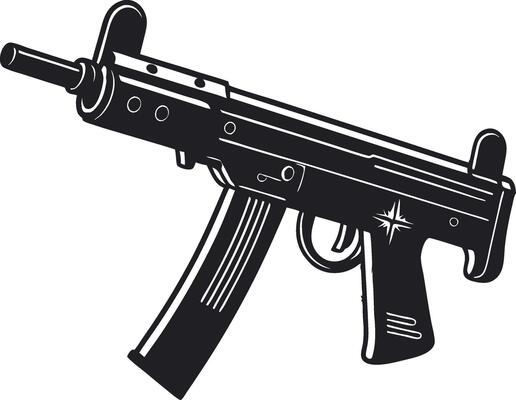 Illustration of a Detailed Submachine Gun Design for Graphic Art and Tattoo Inspiration