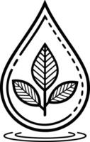 Nature Inspired Leaf Inside Water Drop Outline Design for Eco-Friendly Themes vector