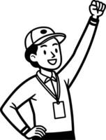Cheerful Young Man Celebrating with Raised Fist Illustration for Motivational Projects vector