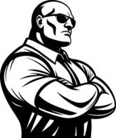 Strong Bodyguard Character in Sunglasses for Graphic Design and Merchandise vector