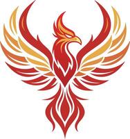 Bold Phoenix Design Featuring Fiery Colors Ideal for Tattoos and Graphic Projects vector