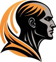 Stylized Male Profile Illustration with Dynamic Hair and Bold Lines for Modern Design Applications vector