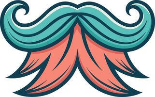 Colorful Retro Mustache Design for Creative Projects Tattoos or Print Applications vector