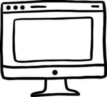 Minimalist Computer Monitor Outline for Modern Digital Design Tattoo and Coloring Book vector