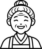 Joyful Smiling Elderly Woman Character Design for Coloring Books and Illustrations vector