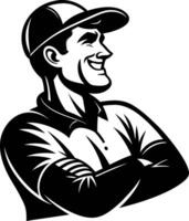 Confident Smiling Man in Cap with Crossed Arms Illustration for Branding and Design vector