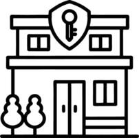 Modern Building with Security Shield and Entrance for Safety Related Designs vector