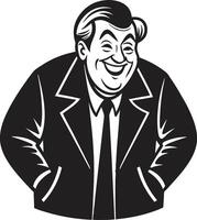 Cheerful Businessman Character with Hands in Pockets Retro Style Illustration for Graphics vector