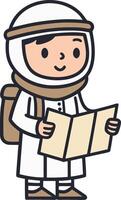 Cute astronaut character exploring space holding a map perfect for childrens illustrations vector