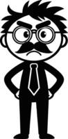 Angry Cartoon Character with Glasses and Mustache in Business Attire for Fun Graphics vector