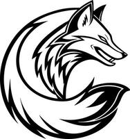 Stylized Fox Head Design with Flowing Tail Ideal for Tattoos and Graphic Arts vector