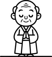 Meditating Monk Character in Simple Outline Style for Mindfulness and Relaxation Themes vector
