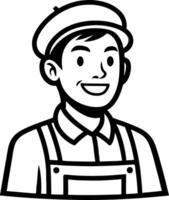 Cheerful Young Man in Traditional Overalls and Cap Smiling Friendly Illustration vector