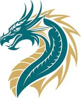 Majestic Dragon Head with Intricate Scales and Fiery Expression Ideal for Tattoo and Graphic Design vector