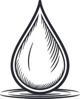 Stylized Water Drop with Reflection Outline Design Ideal for Tattoo and Coloring Projects vector