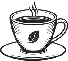 Elegant Coffee Cup with Steam and Leaf Design Ideal for Branding and Culinary Artwork vector