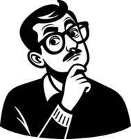 Thoughtful Man with Glasses in Vintage Style Ideal for Illustration and Graphic Design vector