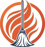 Stylized Cleaning Mop with Dynamic Flame Elements for Logo Branding and Business Designs vector