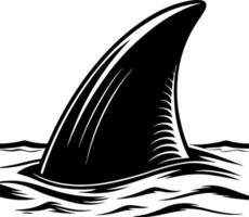 Graphic Black Shark Fin Emerging from Ocean Waves Ideal for Tattoo and Beach Theme Designs vector