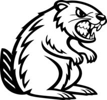 Angry Beaver Character Design for Tattoos and Illustrations vector