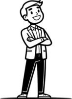 Confident Young Man in Suit Smiling with Arms Crossed Illustration for Design Projects vector
