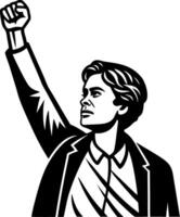 Empowered Activist Raising Fist Strong Gesture of Defiance and Unity for Social Change vector