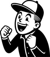 Joyful Boy Celebrating Enthusiastically with Fists Pumped in the Air for Fun and Motivation vector