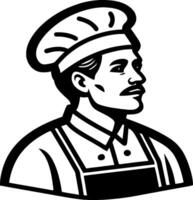 Chef Character Retro Illustration with Hat and Apron for Culinary Designs vector