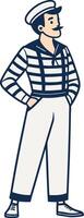 Sailor Character Illustration with Striped Shirt and Casual Pose for Design Projects vector