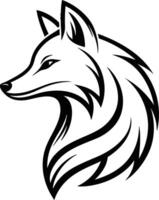 Elegant Illustration of a Stylized Wolf Head with Flowing Fur for Tattoo and Design Use vector