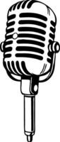 Vintage Retro Microphone Line Art Ideal for Music Events and Tattoo Designs vector