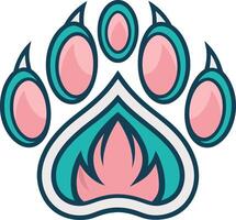 Colorful Stylized Animal Paw Print with Flame Design for Creative Projects and Tattoos vector