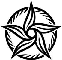Intricate Leafy Star Symbol in Circular Design for Nature Inspired Tattoos and Artwork vector