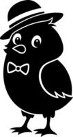 Stylish Cartoon Bird Character with Bowtie and Hat Perfect for Childrens Designs vector