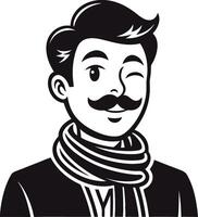 Charming Winking Man Vintage Style Graphic with Scarf Ideal for Tattoo Design and Branding vector