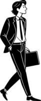 Stylish Businessman Walking with Briefcase Graphic for Professional Use vector
